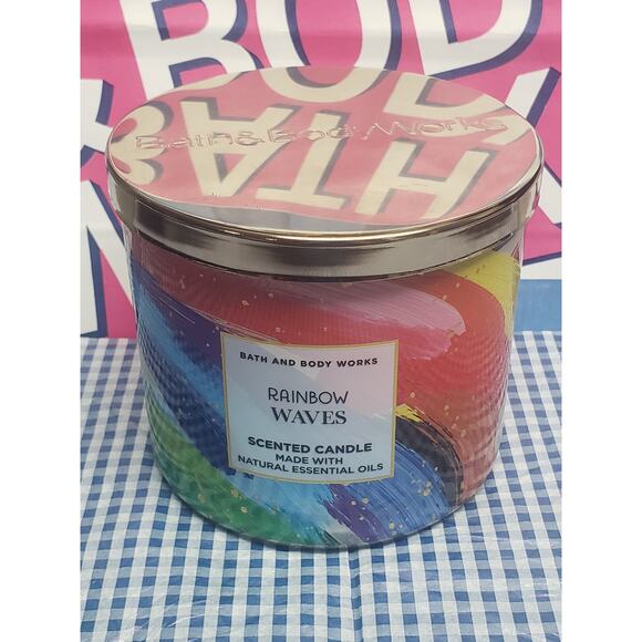 BBW Rainbow Waves Large 3 Wick 14.5oz Candle Home Fragrance - Picture 1 of 2